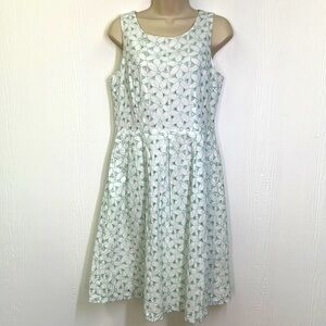 The Limited - Vintage Floral Embellishment Sleeveless White & Mint Midi Dress 8